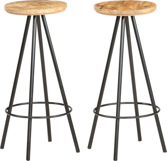 vidaXL Barkrukken 2 st ruw mangohout