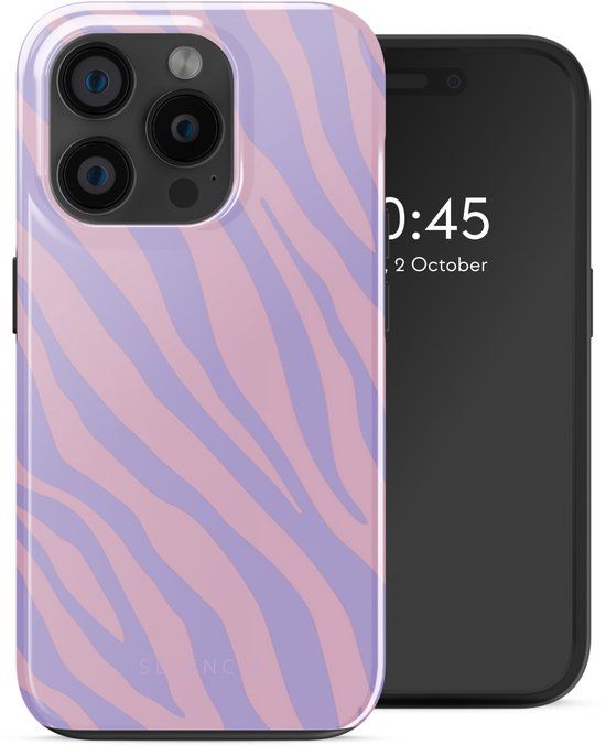 Selencia Hoesje - Geschikt voor Apple iPhone 15 Pro - Backcover geschikt voor MagSafe - Zebra Light Pink Lilac