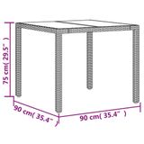vidaXL 3-delige tuinset met kussens, grijs, polyrotan en glas