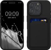kwmobile telefoonhoesje geschikt voor Apple iPhone 16 Pro - Hoesje met pasjeshouder - TPU case in zwart