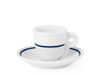 Royal Norfolk 7077900 Espressokopjes van wit porselein, decor blauw, met schotel, cc65, 6 stuks