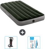 Intex Luchtbed - 1-Persoons - 99 x 191 x 25 cm - Groen - Inclusief Pomp en Reparatieset