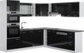 Vicco Hoekkeuken R-Line, Zwart hoogglans/Wit, 247 x 237 cm, WB Antraciet