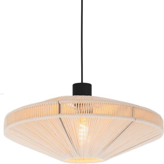EGLO Midsumer Hanglamp - E27 - Ø 38 cm - Zwart|Crème - Textiel