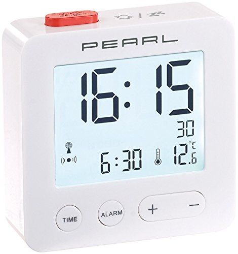 Pearl Reiswekker: digitale reis-draadloze wekker met thermometer en verlicht display (LCD wekker)
