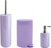 MSV Moods Badkameraccessoires Set - Pedaalemmer, Beker, Zeeppompje - Lila Paars - Kunststof