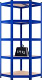 Monzana Stellingkast - Schroefloos 5 Schappen MDF 180x70x40cm - Blauw