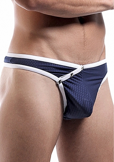 Male Power Fly Away Snap Thong - Navy - L/XL