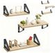 Merkloos Relaxdays Wandplank Set van 6 Stuks - Houtlook & Metaal - 30, 35, 40 cm Breed - Lichtbruin/Zwart