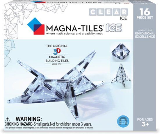 Valtech Magna-Tiles® Clear Ice - Speelgoed set van 16 magnetische tegels