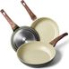 Unyqoos Set de casseroles 3 pièces (20/24/28 cm) - Fonte d'aluminium avec revêtement antiadhésif, sans couvercles
