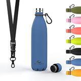 DAIKOKU - Roestvrijstalen Waterfles | Dubbelwandige Thermosfles | 100% Lekvrij | Veilig en Gezond | Multifunctioneel | Blauwe | 750 ML