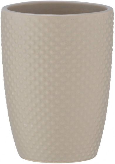 WENKO badkamerbeker Punto Sand 8 x 11 cm keramiek beige