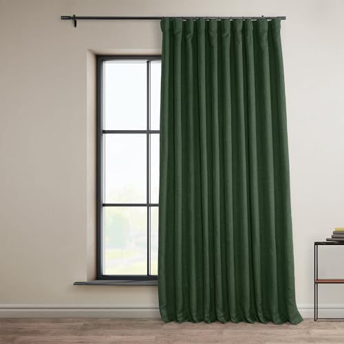 HPD Half Price Drapes Extra breed linnen kamerverduisterend gordijn - 100 x 96 cm - Sleutel groen
