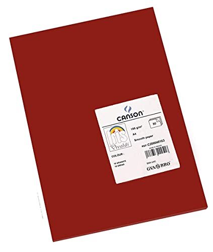 Canson Iris Vivaldi A4 185 gsm glad kleurenpapier - donkerrood (Pack van 50 vellen)