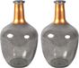 Countryfield Bloemenvaas Firm Big Bottle - 2x - transparent gris/cuivre - verre - D18 x H30 cm