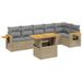 vidaXL 7-delige Loungeset met Kussens, Poly Rattan, Beige