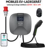 Junsun Borstwandmontage laadpaal voor elektrische auto's voor thuisgebruik met APP - Laadkabel Type 2 - 22kW 32A 3-fase 6M Laadkabel - 400V EV-oplader met LCD Digitaal Display - IP65 Regenbestendig - Geschikt voor Elektrische Auto's - 2 Jaar garantie