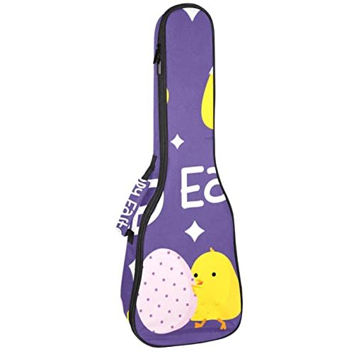 Mersov Concert Ukelele Rugzak, Heavy Duty Ukelele Case Bag met Opslag, Sopraan Concert Tenor Ukelele 10MM Gewatteerde Tas Grappige Leuke Pasen Chick