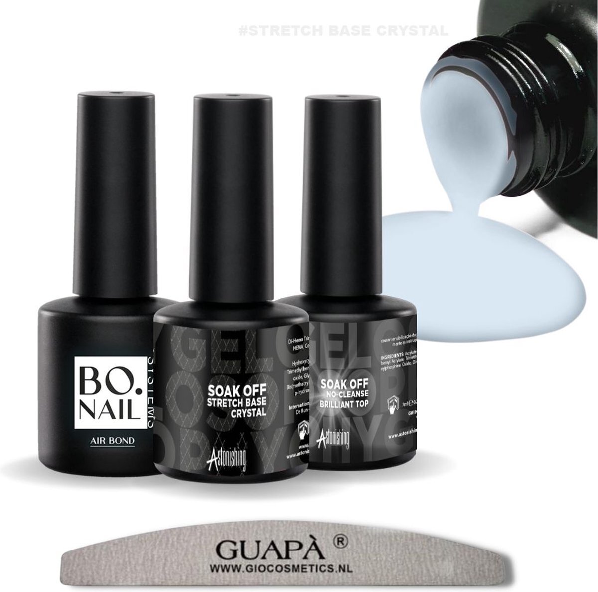 GUAPÀ BIAB Builder Gel In A Bottle | BIAB Nagellak | Gelnagels Starterspakket | Nagellak | Gellak Transparant | Builder Gel | Primer | Top Gel | 7 ml Crystal