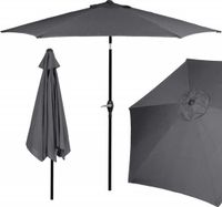 Springos Parasol - Kantelbaar - Met ventilatie - Graphite - Ø 250 cm