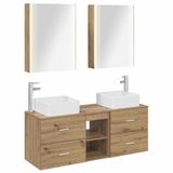 vidaXL Badkamermeubel Set 5 stuks Artisanaal eiken Bewerkt hout en glas