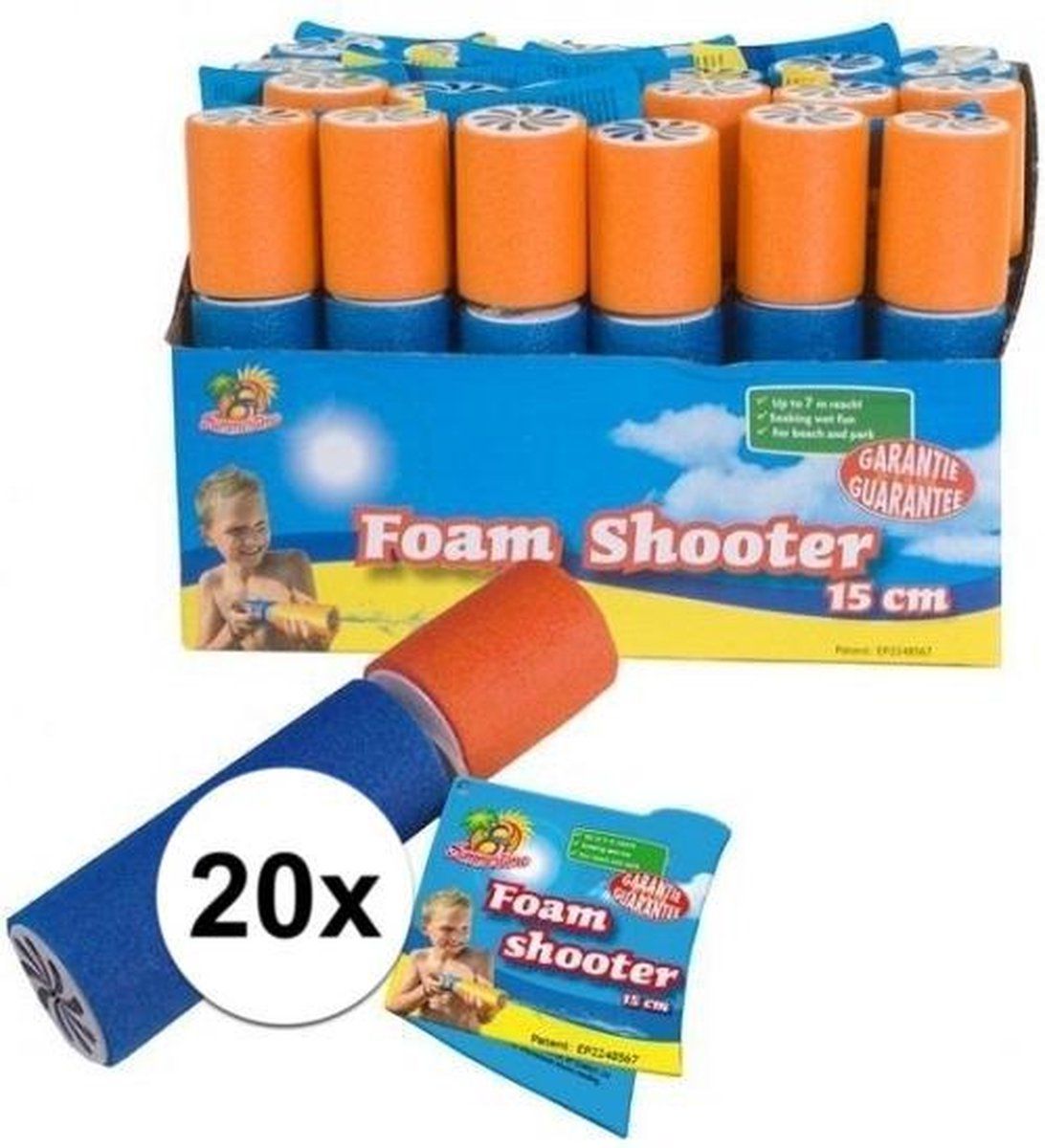 Summertime - 20x Foam Water Pistols - 15 cm - Multi Color
