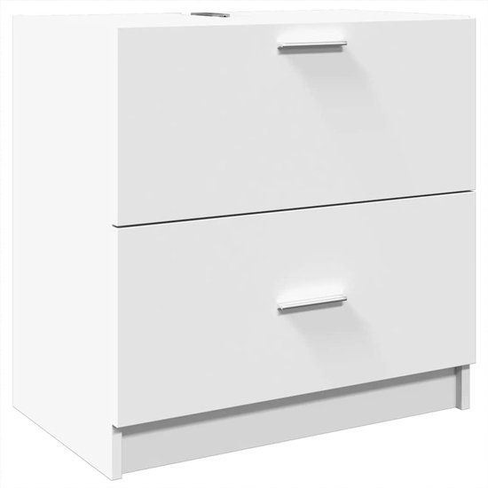 vidaXL Wastafelkast - 59x37x59 cm - Bewerkt hout - Wit
