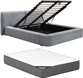 Vente-unique Lit avec rangement tissu gris 160 x 200 cm