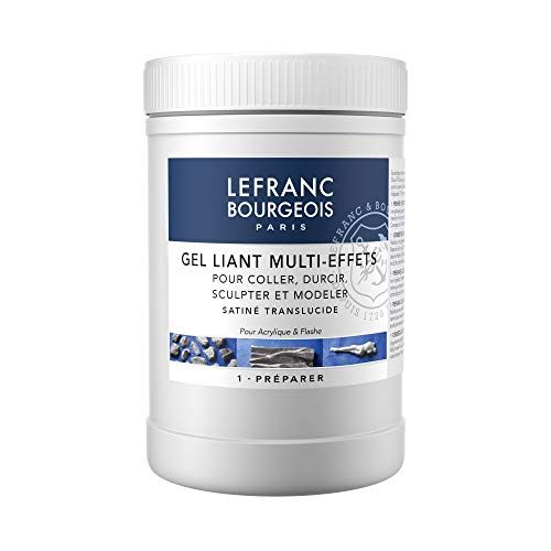 Lefranc & Bourgeois 300338 Bindmiddel met meerdere effecten - acrylgel, flexibel, niet vergelend, waterdicht voor het bouwen en modelleren van sculpturen, satijnen afwerking, doorschijnend, pot van 1000 ml, transparant, pot van 1 liter