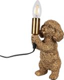 Clayre & Eef Tafellamp Hond 11x13x23 cm Goudkleurig Kunststof