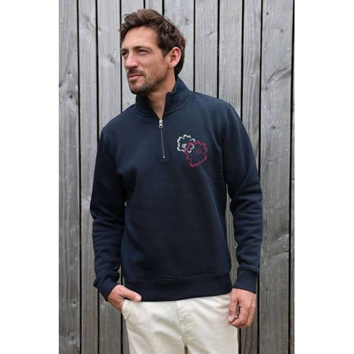 Kultivate sweater met backprint donkerblauw