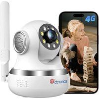 Ctronics 3G/4G LTE Bewakingscamera Binnen met SIM-kaart 360° PTZ Draadloos Nachtkijker Kleuren Detectie Mens/Beweging Auto Volgen Tweeweg Audio voor Baby/Dieren