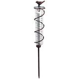JOYBee 7 inch capaciteit glazen spiraalvormige regenmeter, gietijzeren vogel opknoping regenmeter, tuin regenwatermeter meten met metalen frame, decoratie voor buiten, tuin, gazon, achtertuin