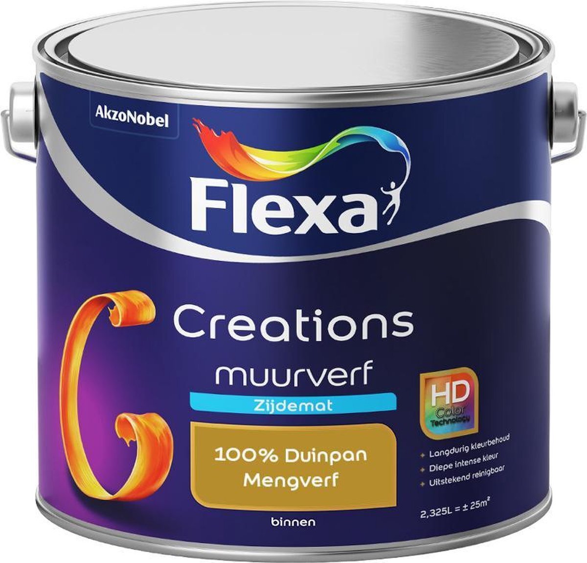 FLEXA Creations - Muurverf Zijde Mat - Mengkleuren Collectie - 100% Duinpan - 2,5 liter