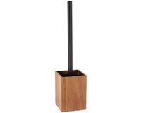 Tendance Toiletborstel met houder - Brun foncé - Bois/Métal/Chrome/Bambou - 10 x 35 cm