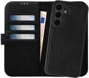 Rosso Elite Hoesje Geschikt voor Samsung Galaxy S25 | Compatibel met MagSafe / Qi2 | Book Case en Back Cover | Magnetisch Uitneembaar | Echt Leer Beschermhoes met Pasjeshouder | Zwart