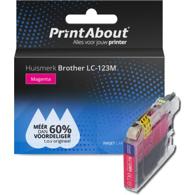 PrintAbout Huismerk Brother LC-123M Inktcartridge Magenta