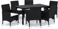 vidaXL 7-delige Tuinset met kussens poly rattan zwart