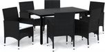 vidaXL 7-delige Tuinset met kussens poly rattan zwart