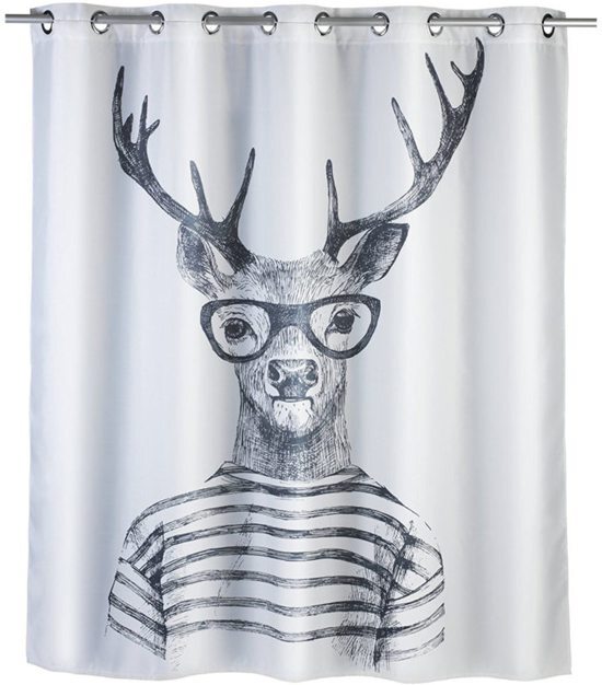 WENKO douchegordijn Mr Deer Flex 180 x 200 Textiel anti-schimmel