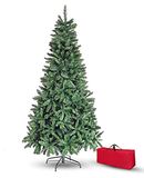 Brigros - Kunstkerstboom van dichte dennennaald, 1278 takken met tas, realistisch effect, takken met haken, eenvoudige montage, pvc, metalen basis, moeilijk ontvlambaar (210 cm, groen)