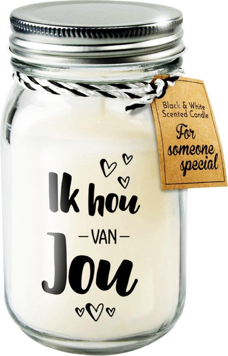 Paper Dreams Black & White geurkaars - Ik hou van jou