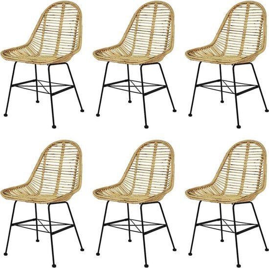 vidaXL Eetkamerstoelen rattan natuurlijk 6 st