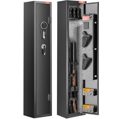VEVOR Munitiekast Pistoolkast Plaatstaal 3 Lange Pistolen, Verstelbaar Pistoolkast 9-cijferig Touchscreen Wachtwoordslot, incl. Kogelopslagplank & Bevestigingsmateriaal.
