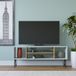 Hanah Home Stijlvolle tv-standaard met wandmontage-optie, wit & oak, 120 x 25 x 46,6 cm, 100% melamine gecoat deeltjesbord, 18 mm dik, meerdere planken voor moderne woonruimtes