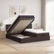 Maison Exclusive - Lit plateforme avec matelas avec tête de lit 2 pcs Marron foncé Tissu