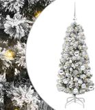 vidaXL Kunstmatige Hinged Kerstboom 150 LED's Groen en Wit 120 cm