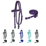 Majestic Ally Gevoerde nylon hoofdband met teugels voor paarden