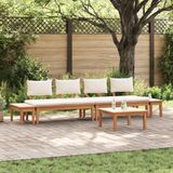 vidaXL Tuinbank - Set - 5 - st - Bruin - en - Crème
